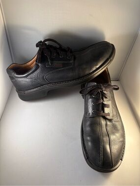 ECCO Fusion Men US 13 / EU 47 Black Leather Bicycle Toe Tie Comfort Light Shoes